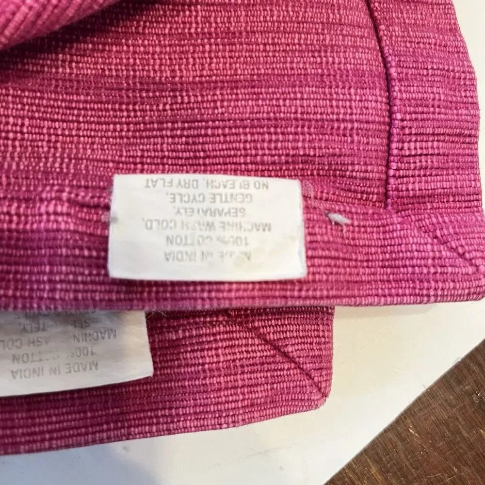 Crate & Barrel Lamont Placemat Raspberry Placemat Cotton Set of 6 18x12